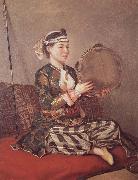 Jean-Etienne Liotard Girl in Turkish Costume with Tambourine oil painting on canvas